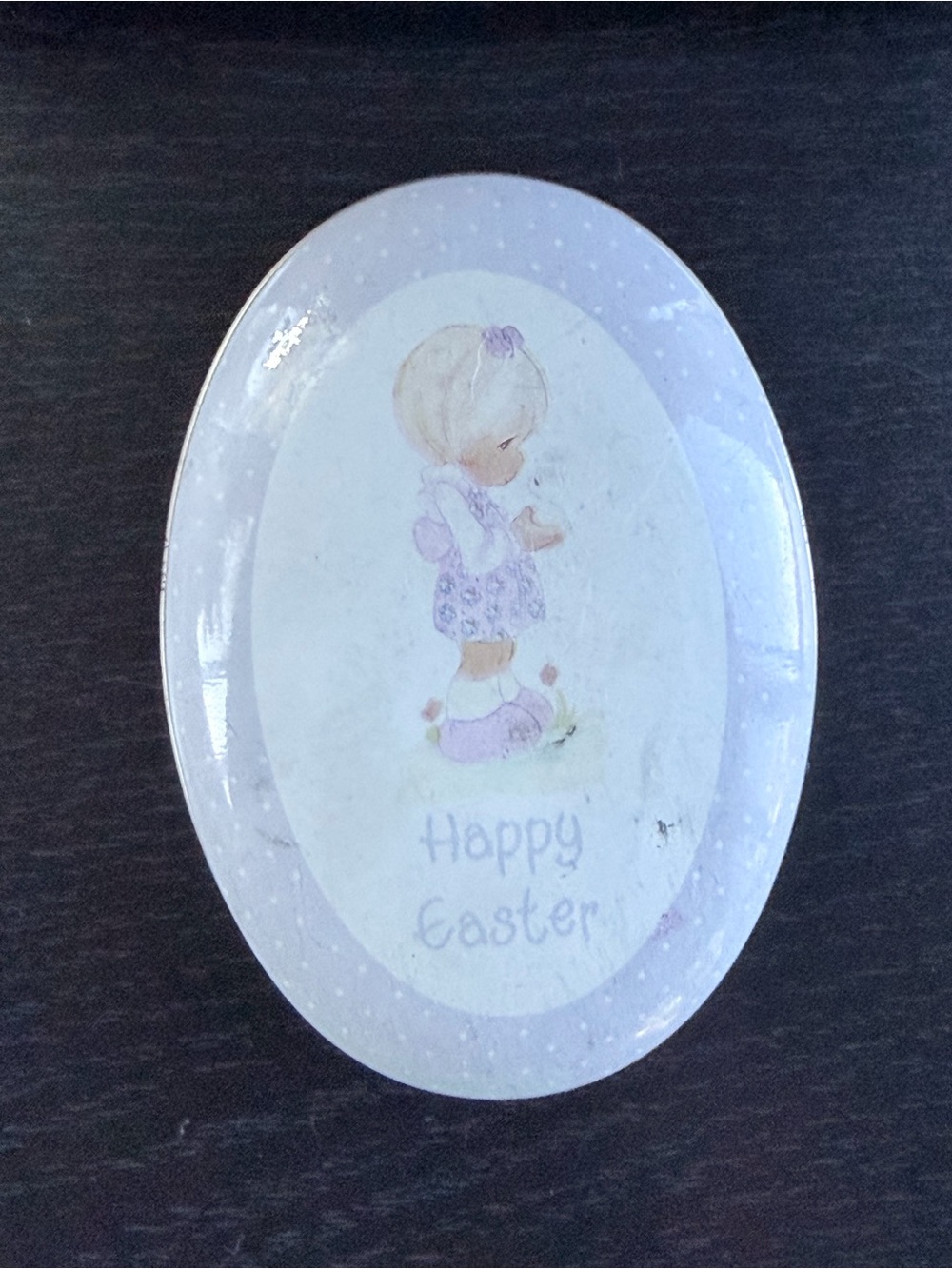 Easter Decorative Tin - Purple 'Happy Easter' Design